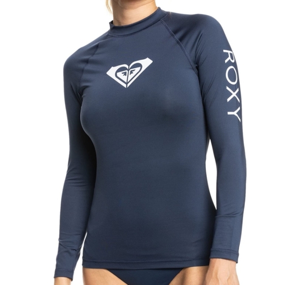 Roxy Other - NWT Roxy Navy Rash Guard Long Sleeve with Logo Whole Hearted - Size S
